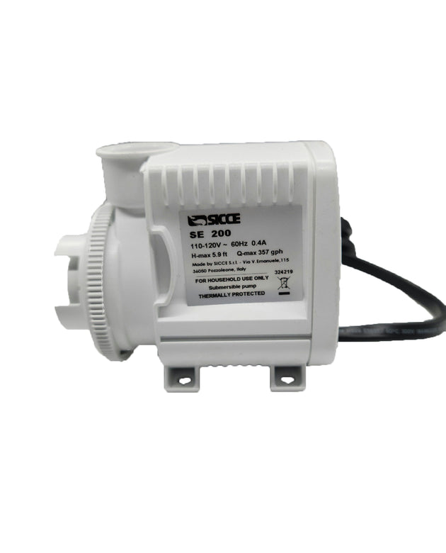Eshopps S-120 Skimmer pump, Sicce SE-200  (357 gph) (31911 -without elbow)