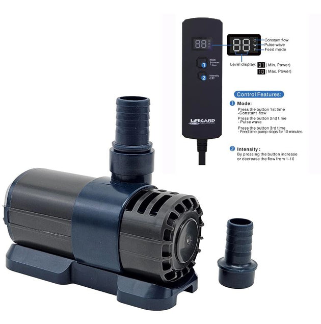 Lifegard Aquatics Quiet One DC Pump 475 Gph, Hax Head 6.6', with Controller