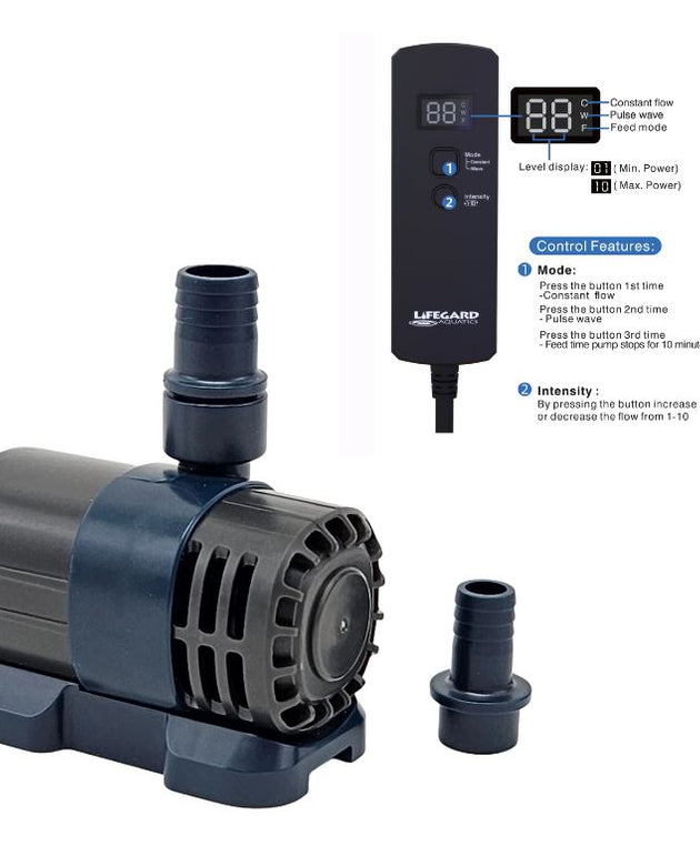 Lifegard Aquatics Quiet One DC Pump 185 GPH, Max Head 6.6', with Controller