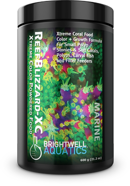Brightwell Aquatics ReefBlizzard - XC - Xtreme Color - SPS / Soft Corals , Polyps, Larval Fish, fine powder, High in Astaxanthin 40 g