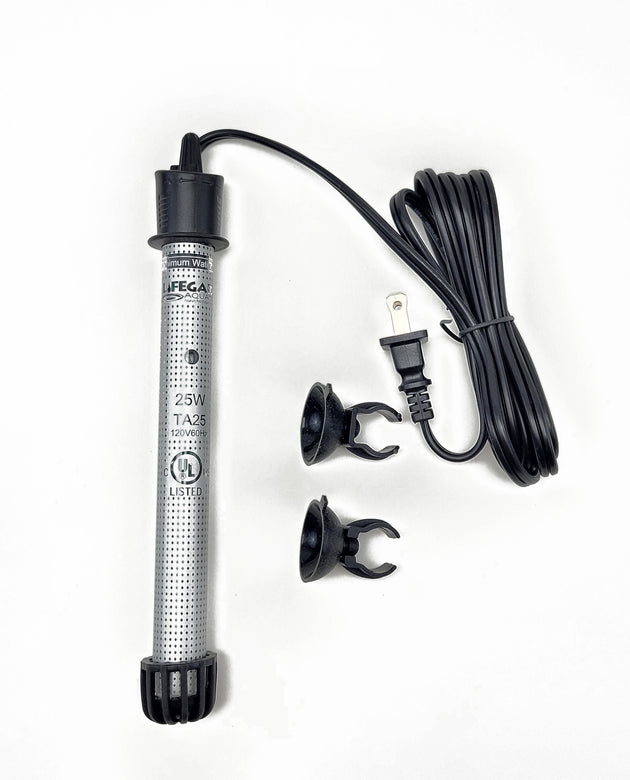 Lifegard Aquatics Adjustable Quartz Glass Heater 25 Watt  UL Listed and with Electronic Control