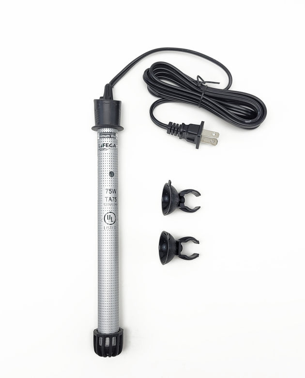 Lifegard Aquatics Adjustable Quartz Glass Heater 75 Watt UL Listed and with Electronic Control	